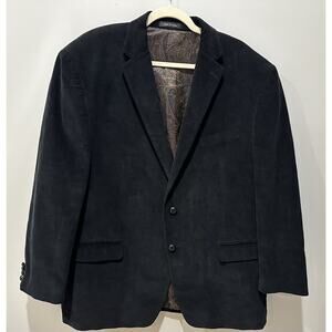 Ralph Lauren Mens Black Corduroy Blazer Sport Coat Size 48R Paisley Lined Preppy